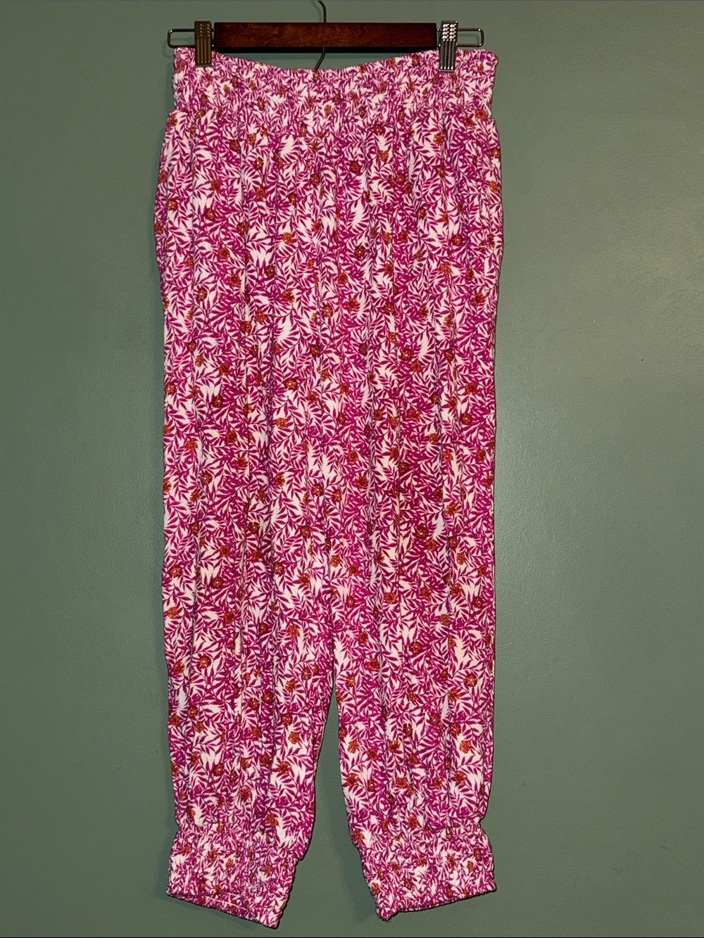 Anthropologie Smocked Floral Harem Pant Jogger Tapered Medium
